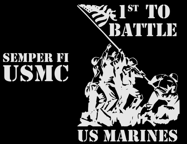 USMC 1st To Battle  Reflective Long Sleeve - 100% Cotton