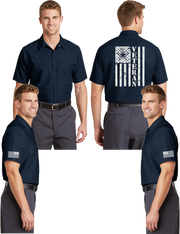 Army Veteran Flag Reflective Mechanic Shirt