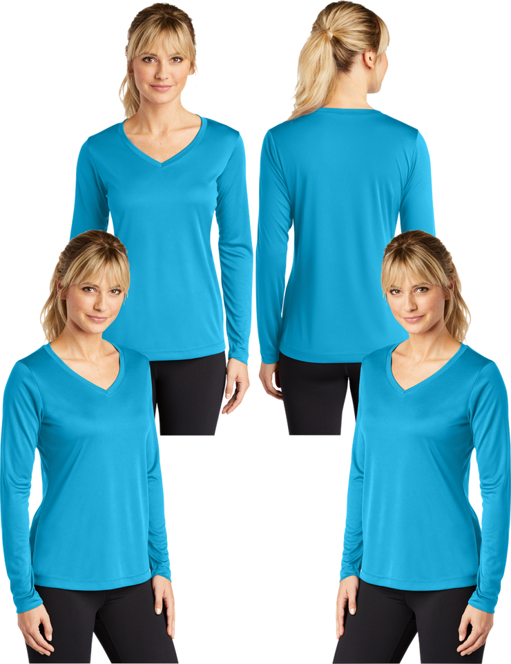 LST_353LS Women's Dry Fit V-neck Long sleeve