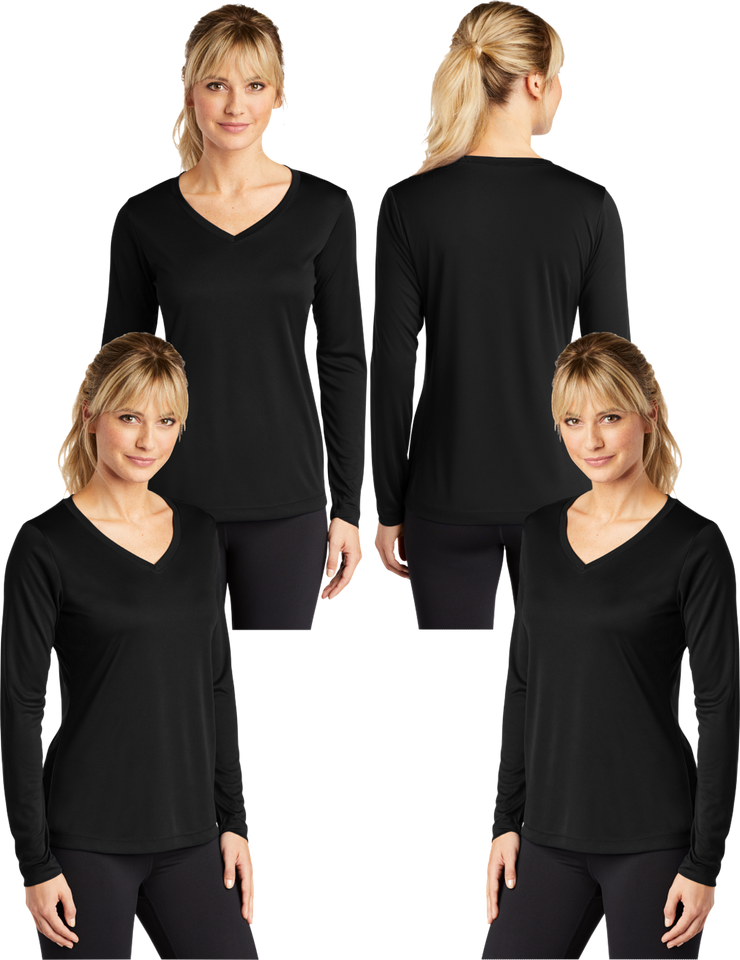 LST_353LS Women's Dry Fit V-neck Long sleeve