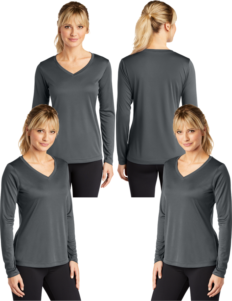 LST_353LS Women's Dry Fit V-neck Long sleeve