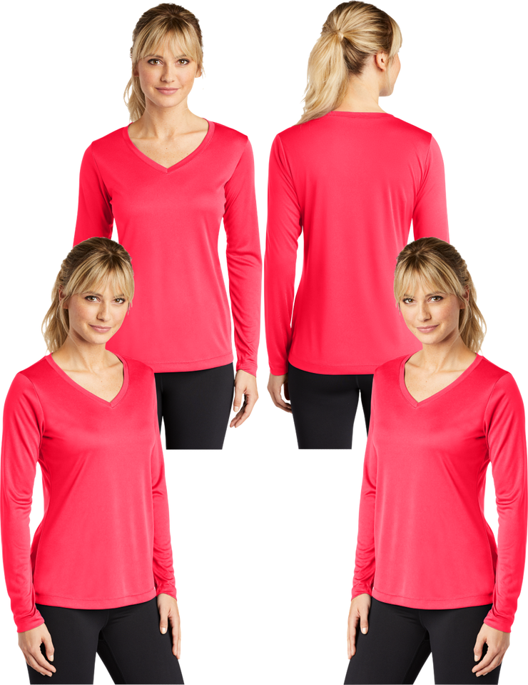 LST_353LS Women's Dry Fit V-neck Long sleeve