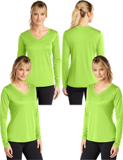 LST_353LS Women's Dry Fit V-neck Long sleeve