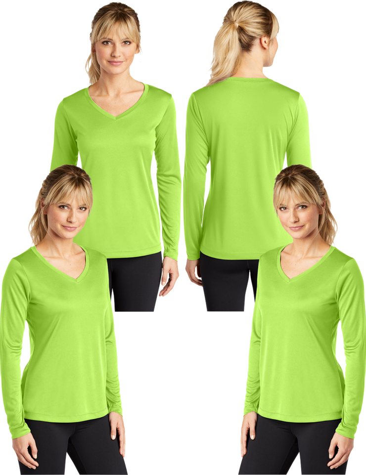 LST_353LS Women's Dry Fit V-neck Long sleeve