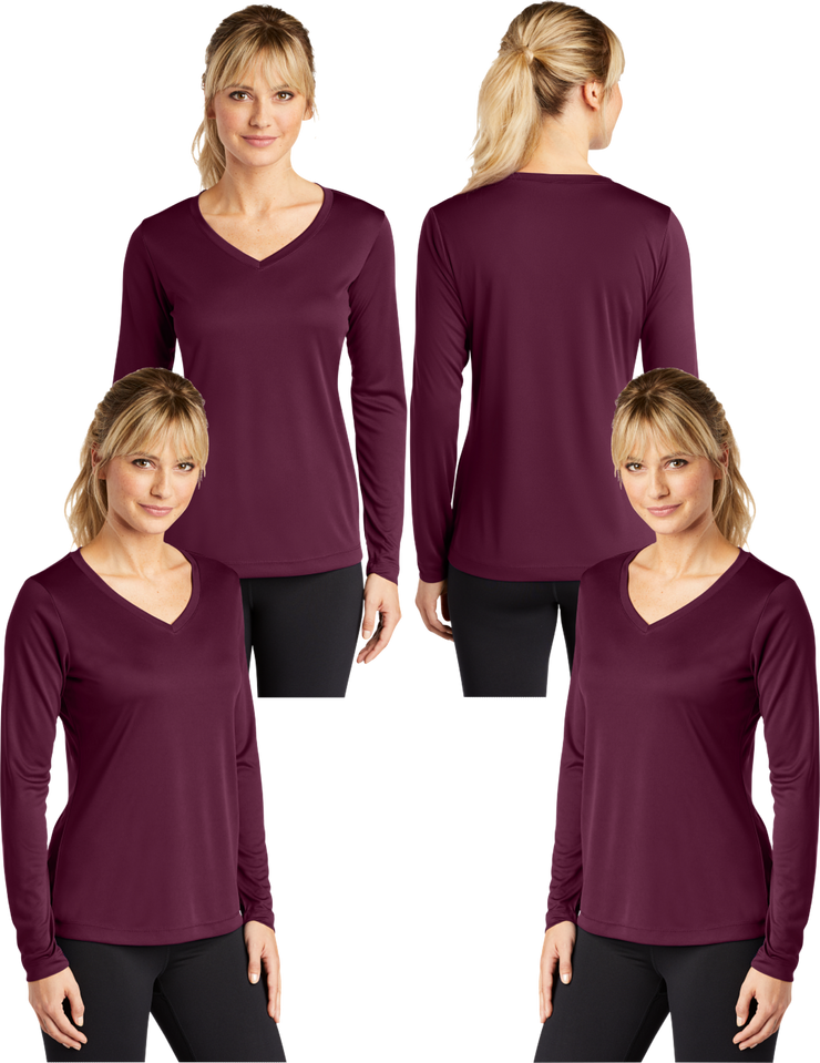 LST_353LS Women's Dry Fit V-neck Long sleeve