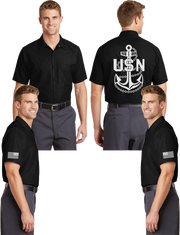 Navy Anchor Reflective Mechanic Shirt