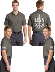 Navy Anchor Reflective Mechanic Shirt