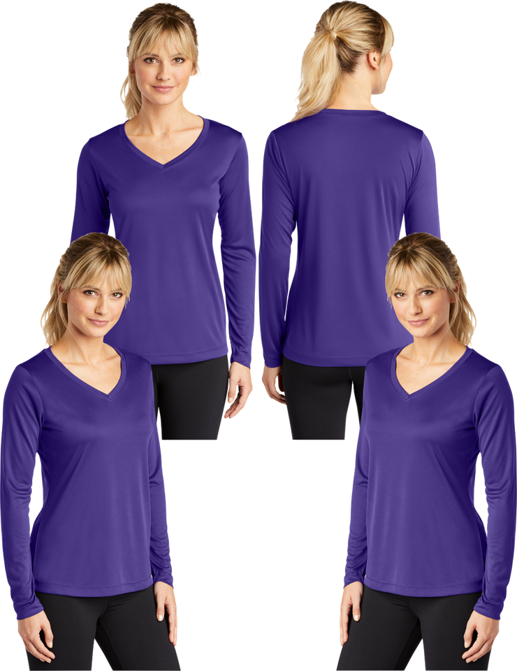LST_353LS Women's Dry Fit V-neck Long sleeve