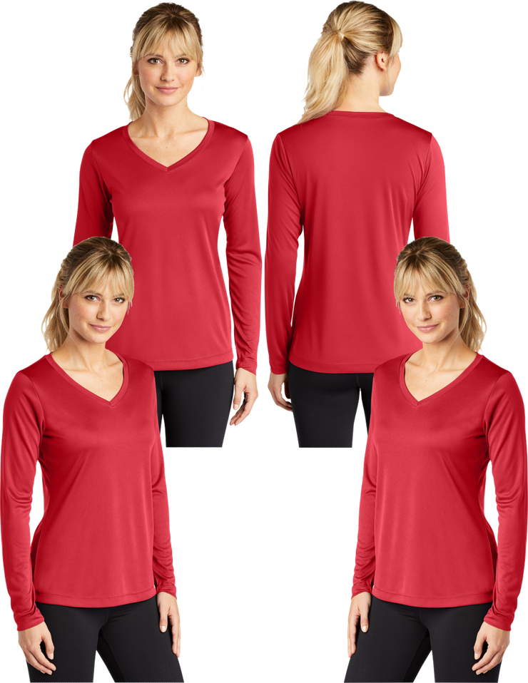 LST_353LS Women's Dry Fit V-neck Long sleeve