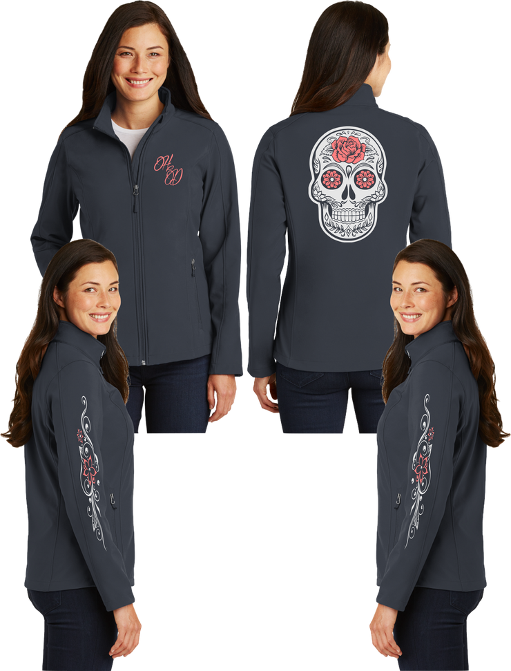 Women's Sugar Skull Coral Reflective Soft Shell Jacket