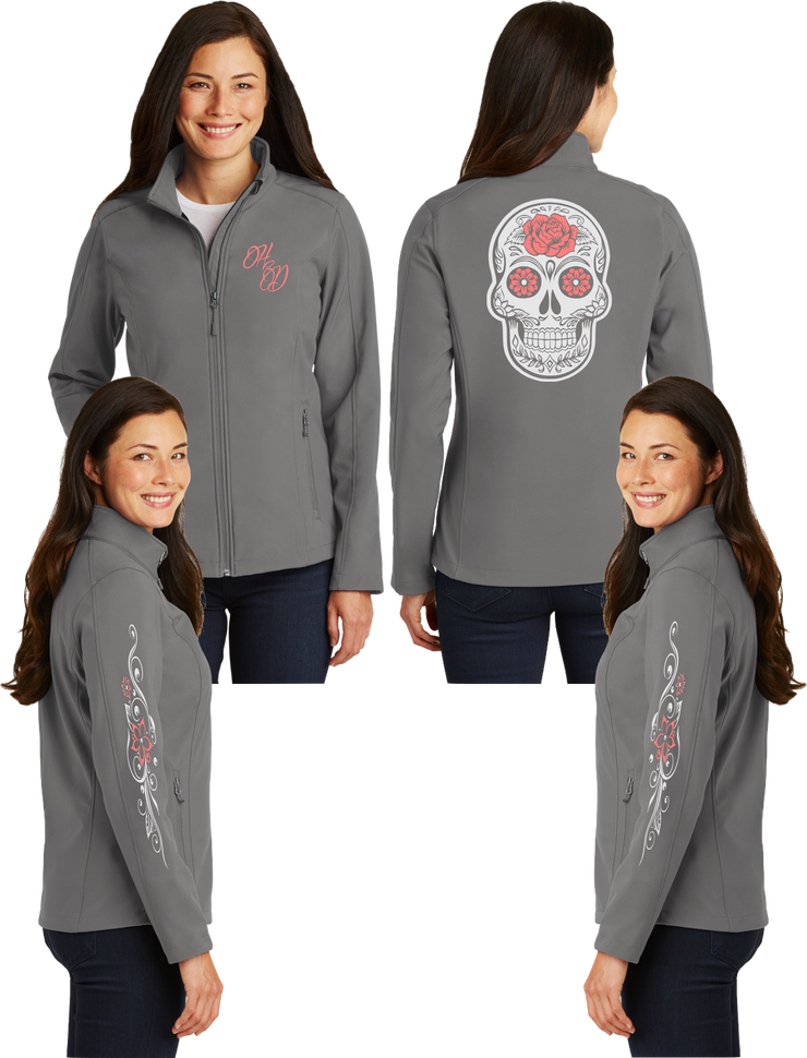 Women's Sugar Skull Coral Reflective Soft Shell Jacket