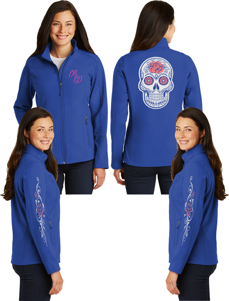 Women's Sugar Skull Coral Reflective Soft Shell Jacket