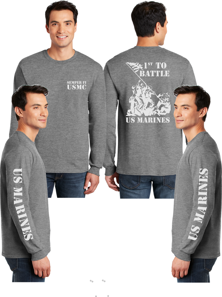 USMC 1st To Battle Reflective Long Sleeve - 100% Polyester