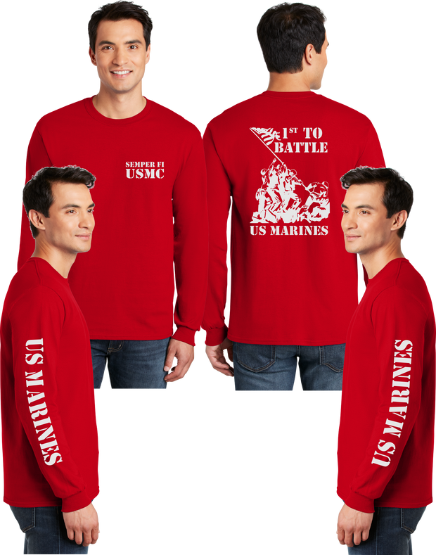 USMC 1st To Battle Reflective Long Sleeve - Dry Blend