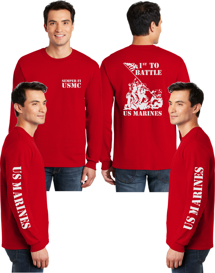 USMC 1st To Battle Reflective Long Sleeve - 100% Polyester