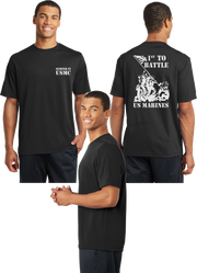 USMC 1st To Battle Reflective Tee - 100% Polyester