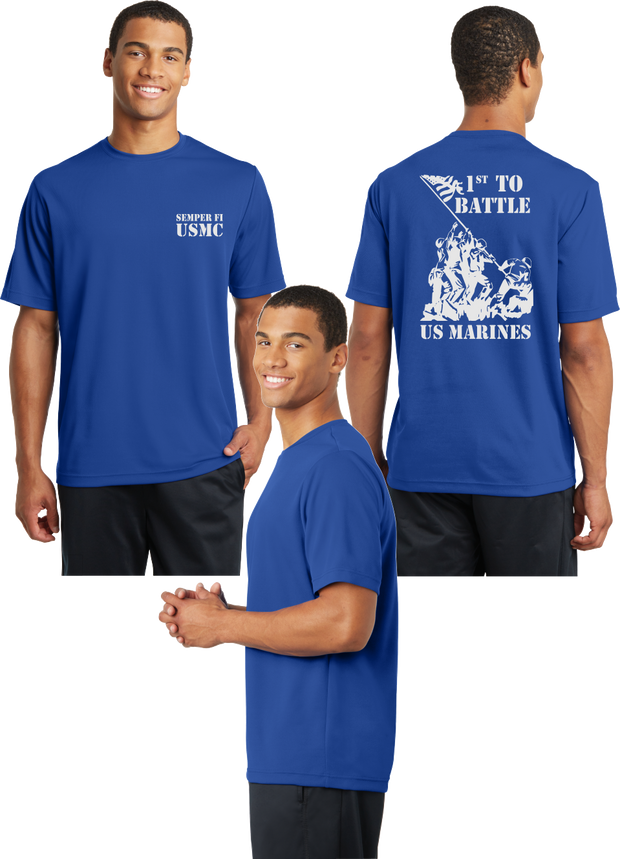USMC 1st To Battle Reflective Tee - 100% Polyester