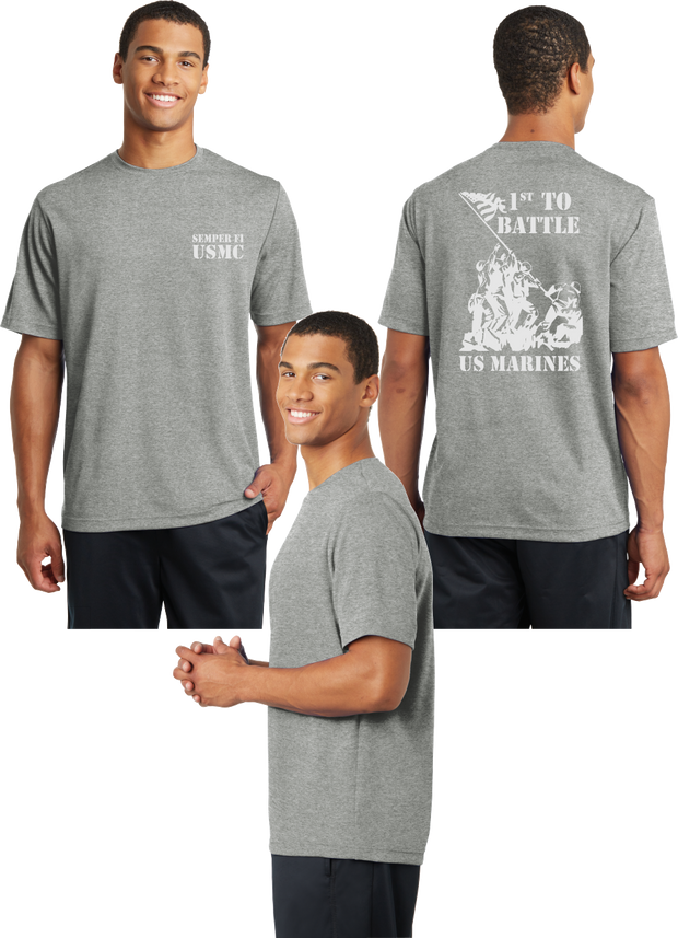 USMC 1st To Battle Reflective Tee - 100% Polyester