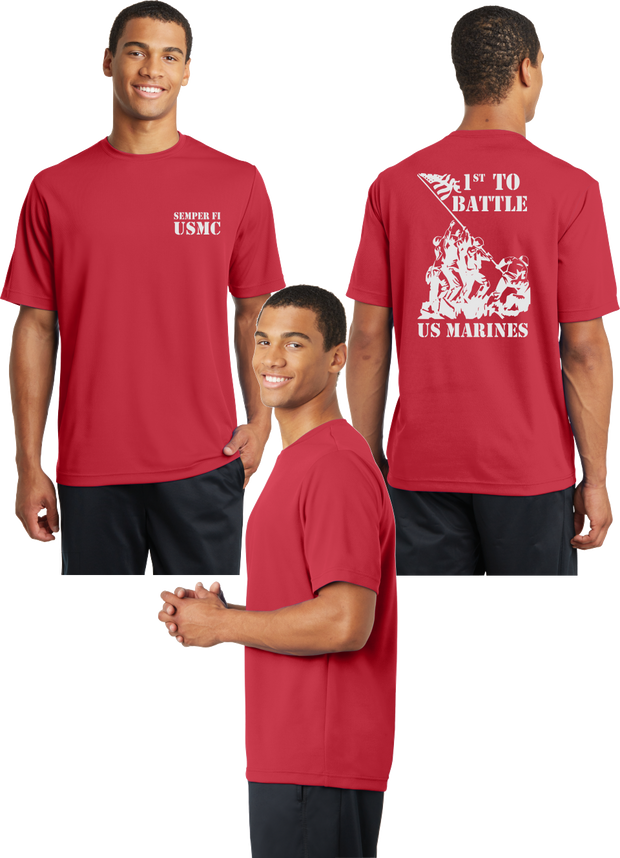 USMC 1st To Battle Reflective Tee - 100% Polyester