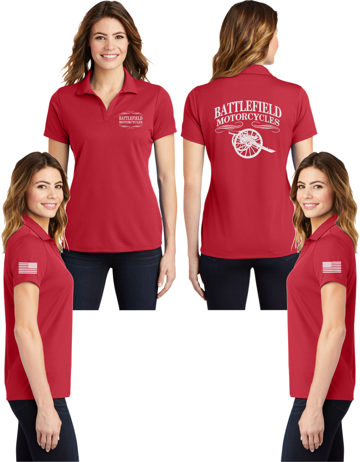 Battlefield Cannon - Womens V-Neck Polo - 100% Polyester