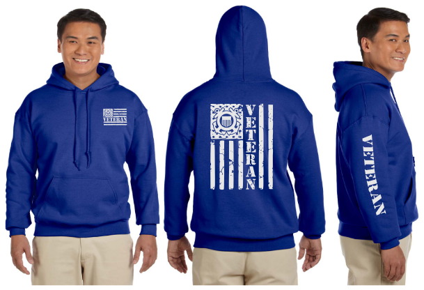 Coast Guard Veteran Reflective Hoodie - Pullover