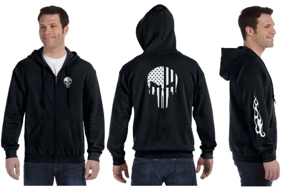 Flag Punisher Reflective Hoodie - Zippered