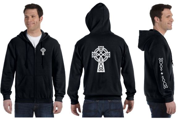 Gaelic Cross Reflective Hoodie - Zippered