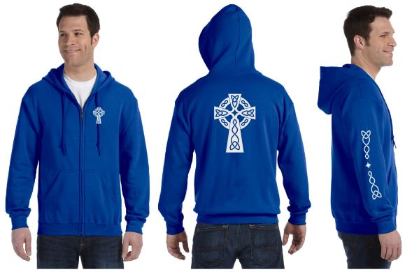 Gaelic Cross Reflective Hoodie - Zippered