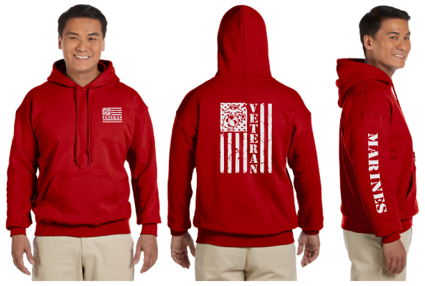 USMC Veteran Flag Reflective Hoodie - Pullover