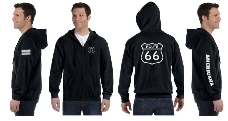 Route 66 Reflective Hoodie - Zippered