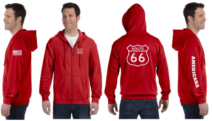 Route 66 Reflective Hoodie - Zippered