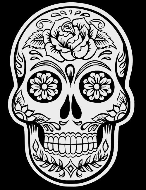 Sugar Skull Reflective V-Neck Tee - 100% Cotton