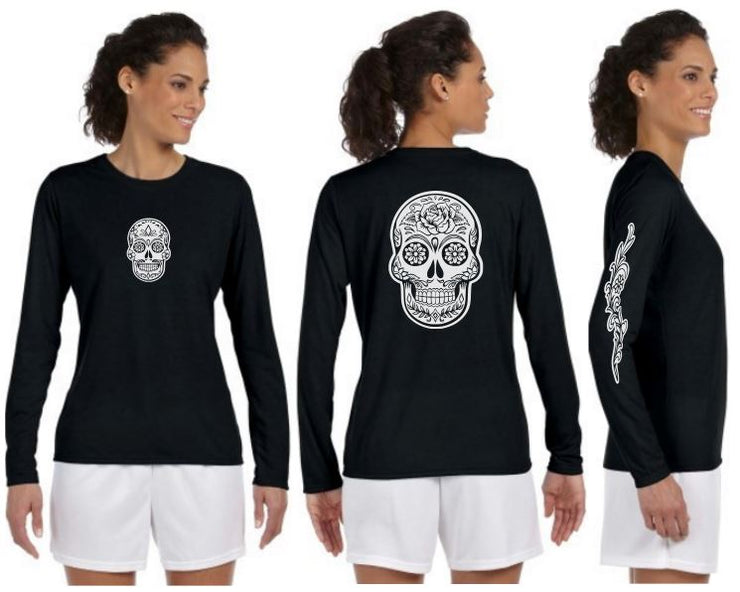 Sugar Skull Reflective Long Sleeve - 100% Polyester