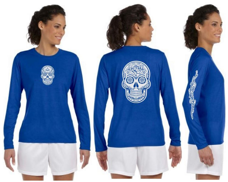 Sugar Skull Reflective Long Sleeve - 100% Polyester