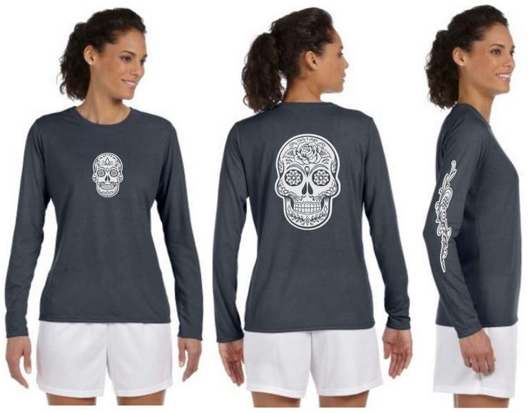 Sugar Skull Reflective Long Sleeve - 100% Polyester