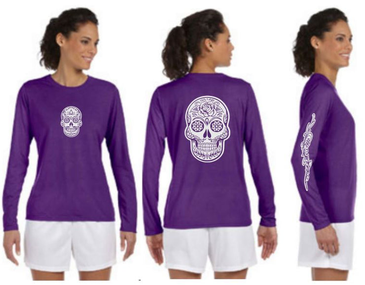 Sugar Skull Reflective Long Sleeve - 100% Polyester