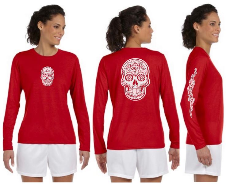 Sugar Skull Reflective Long Sleeve - 100% Polyester