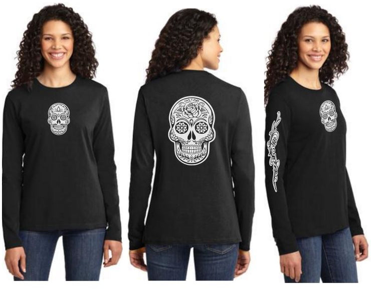 Sugar Skull Reflective Long Sleeve - 100% Cotton