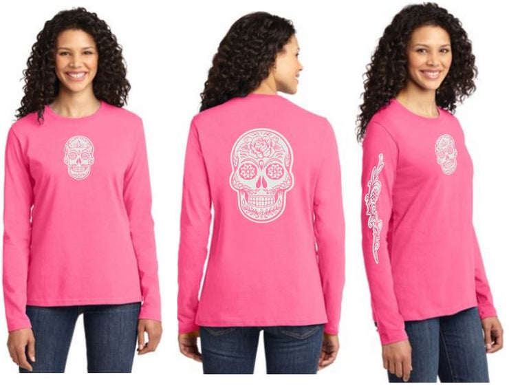 Sugar Skull Reflective Long Sleeve - 100% Cotton