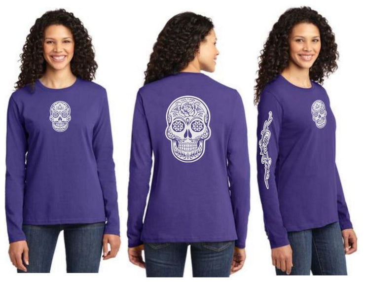 Sugar Skull Reflective Long Sleeve - 100% Cotton