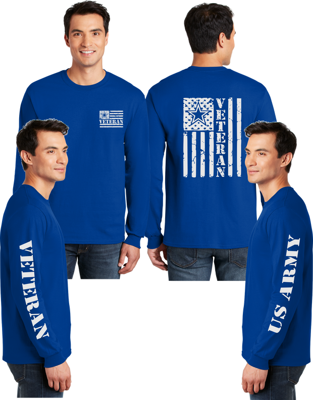 Army Veteran Flag Reflective Long Sleeve - 100% Cotton
