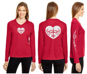 Cross Heart Reflective V-Neck Long Sleeve - 100% Polyester