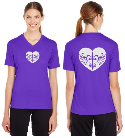 Cross Heart Reflective V-Neck Tee - 100% Polyester