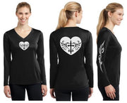 Cross Heart Reflective V-Neck Long Sleeve - 100% Cotton