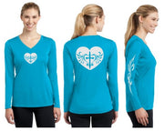 Cross Heart Reflective V-Neck Long Sleeve - 100% Cotton