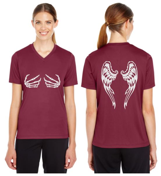 Dark Angel Reflective V-Neck Tee - 100% Polyester