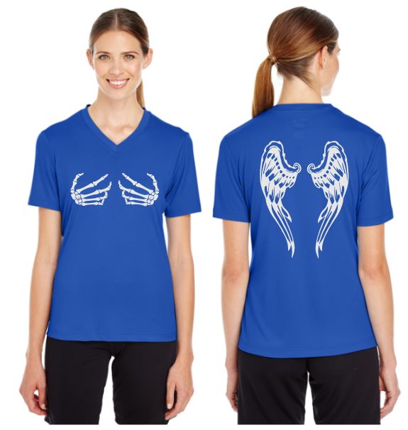 Dark Angel Reflective V-Neck Tee - 100% Polyester