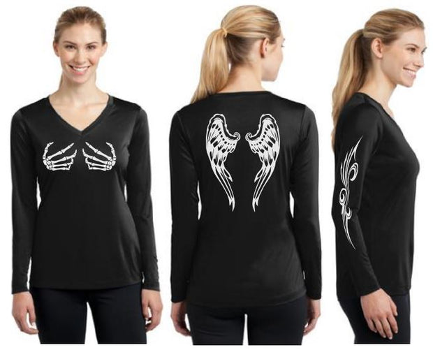 Dark Angel Reflective V-Neck Long Sleeve - 100% Cotton