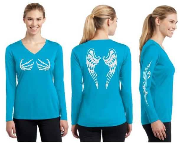 Dark Angel Reflective V-Neck Long Sleeve - 100% Cotton