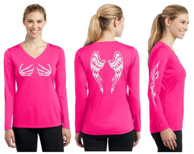 Dark Angel Reflective V-Neck Long Sleeve - 100% Cotton